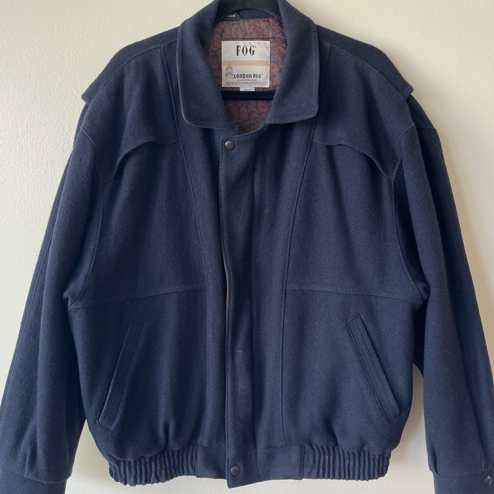 Navy Blue Wool Bomber Jacket (london fog)